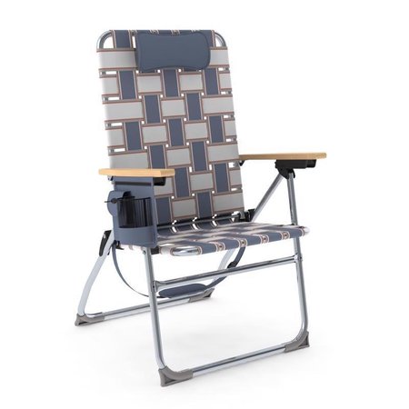 CAMP & GO 4-Position Blue/Gray Retro Folding Web Chair BY647-01451PK4